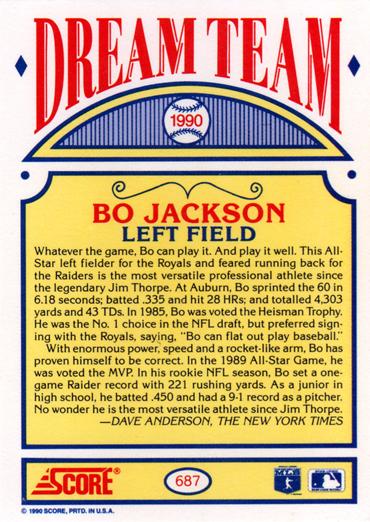 Bo Jackson  baseball card collectible - Main Image 2