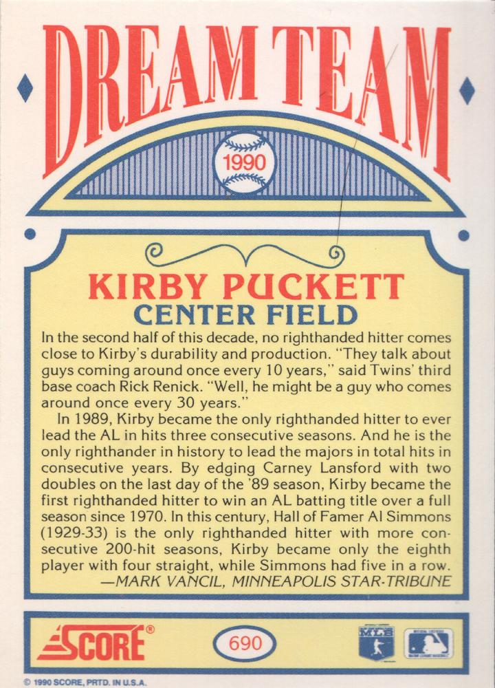 Kirby Puckett  baseball card collectible - Main Image 2
