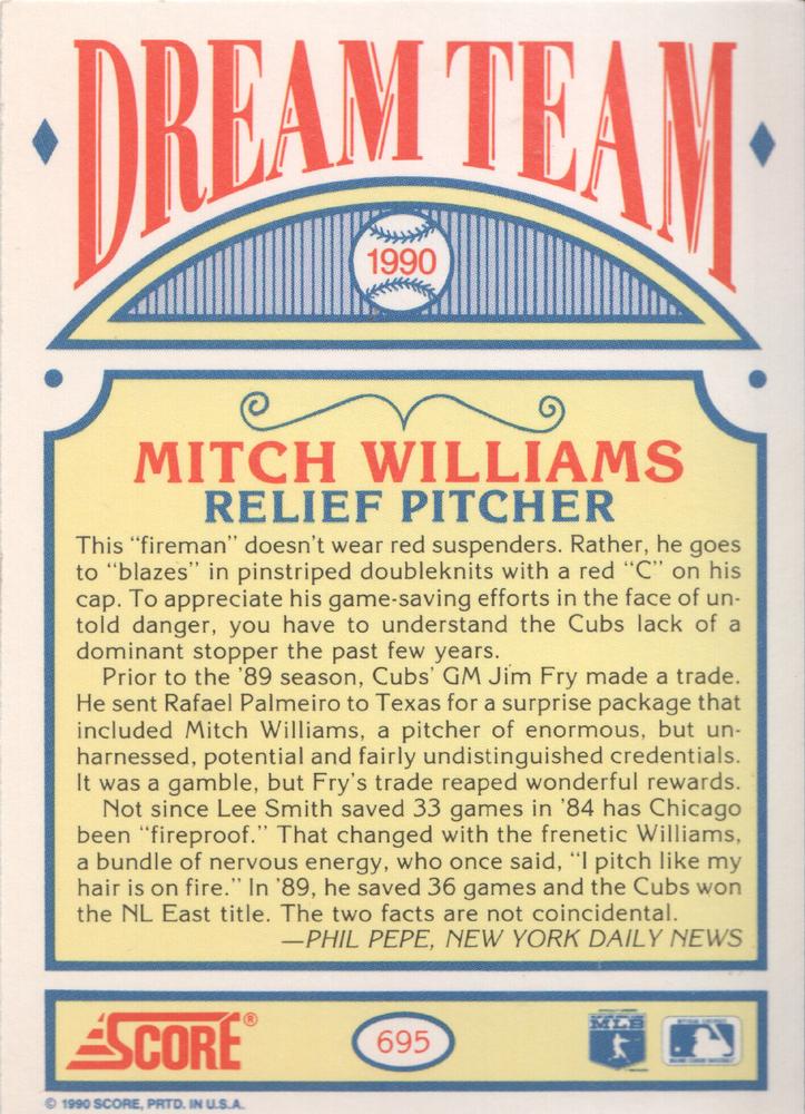 Mitch Williams  baseball card collectible - Main Image 2