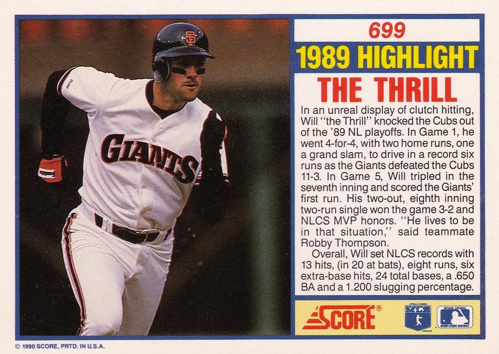 Will Clark  baseball card collectible - Main Image 2