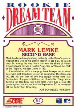 Mark Lemke  baseball card collectible - Main Image 2