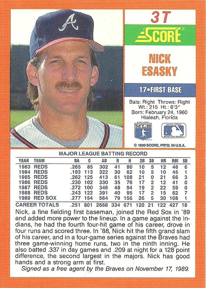 Nick Esasky  baseball card collectible - Main Image 2