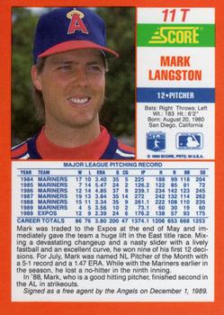 Mark Langston  baseball card collectible - Main Image 2