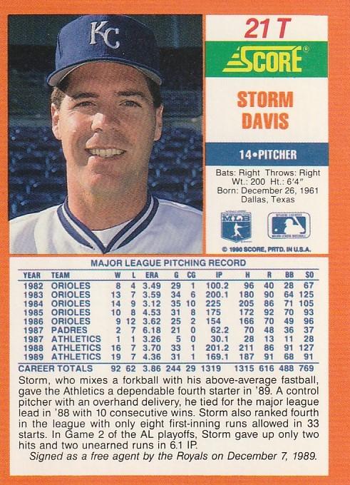 Storm Davis  baseball card collectible - Main Image 2