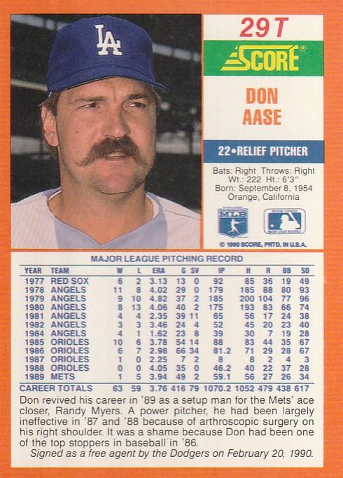 Don Aase  baseball card collectible - Main Image 2
