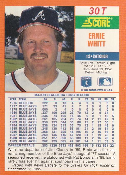 Ernie Whitt  baseball card collectible - Main Image 2