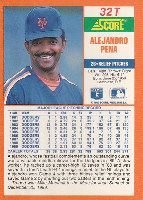 Alejandro Pena  baseball card collectible - Main Image 2
