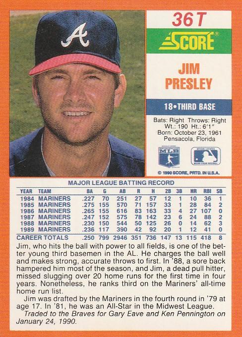 Jim Presley  baseball card collectible - Main Image 2