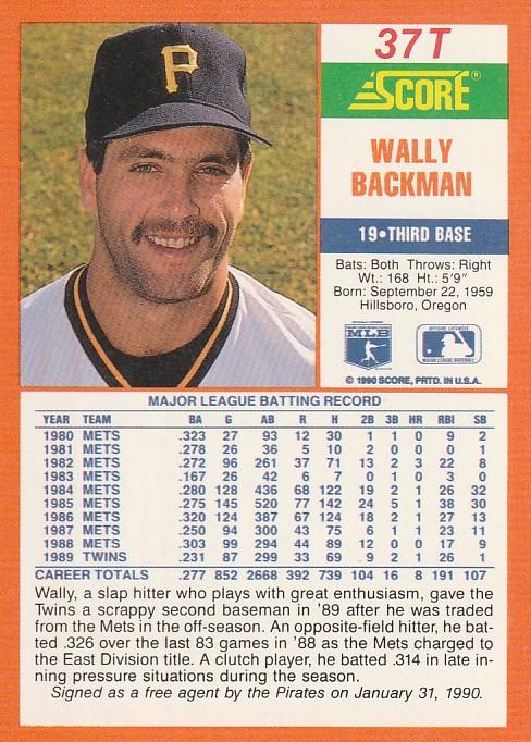 Wally Backman  baseball card collectible - Main Image 2