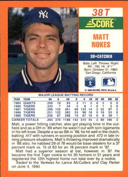 Matt Nokes  baseball card collectible - Main Image 2