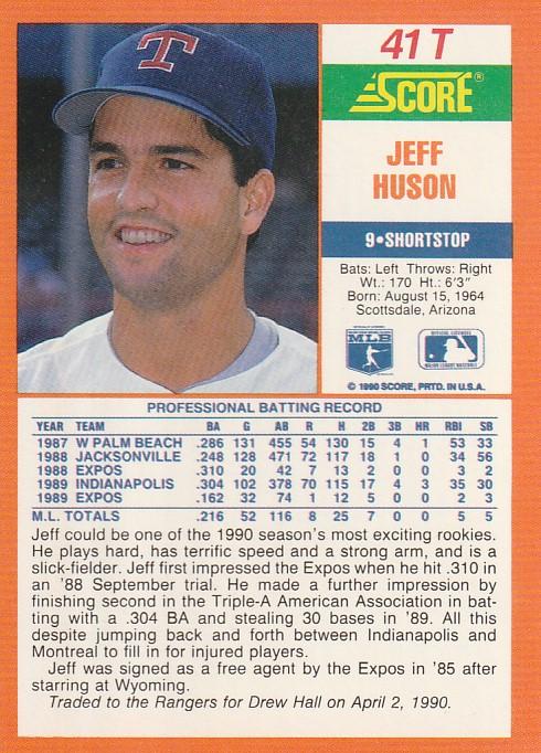 Jeff Huson  baseball card collectible - Main Image 2