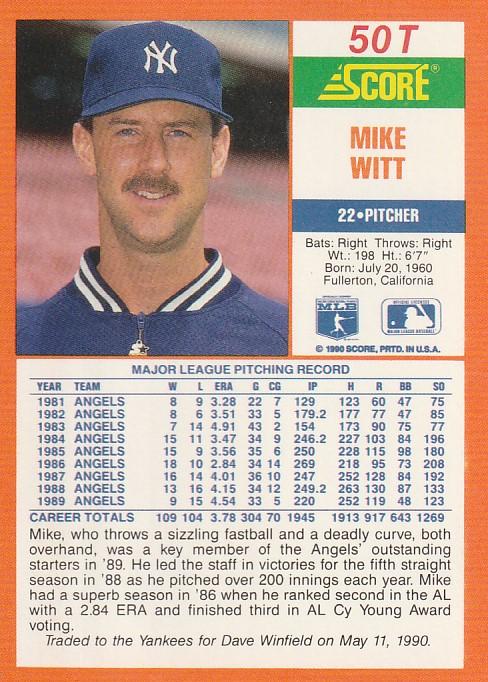 Mike Witt  baseball card collectible - Main Image 2