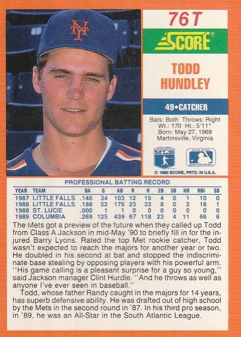 Todd Hundley  baseball card collectible - Main Image 2