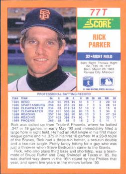 Rick Parker  baseball card collectible - Main Image 2