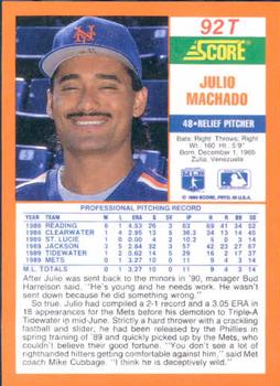 Julio Machado  baseball card collectible - Main Image 2