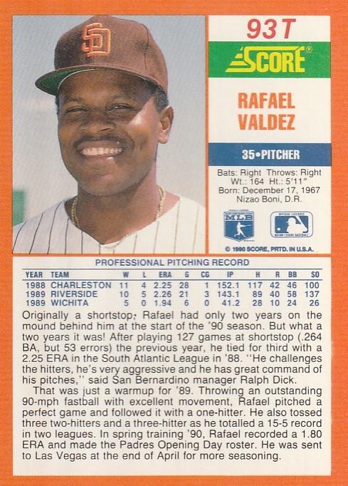 Rafael Valdez  baseball card collectible - Main Image 2
