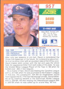David Segui  baseball card collectible - Main Image 2