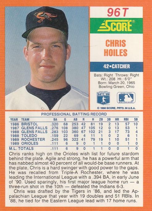 Chris Hoiles  baseball card collectible - Main Image 2