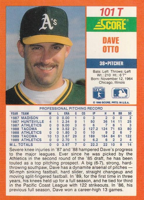 Dave Otto  baseball card collectible - Main Image 2