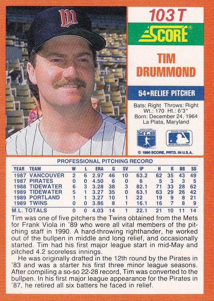 Tim Drummond  baseball card collectible - Main Image 2