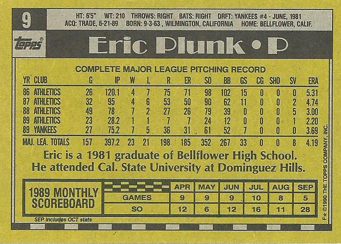 Eric Plunk  baseball card collectible - Main Image 2