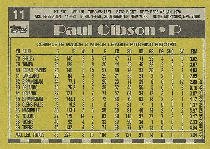 Paul Gibson  baseball card collectible - Main Image 2