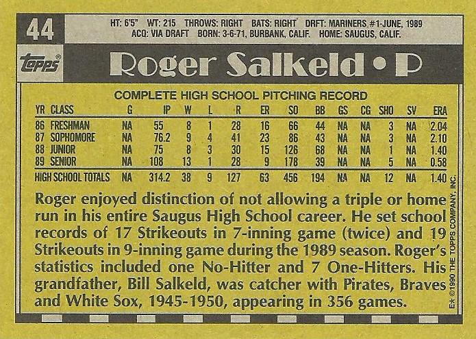 Roger Salkeld  baseball card collectible - Main Image 2