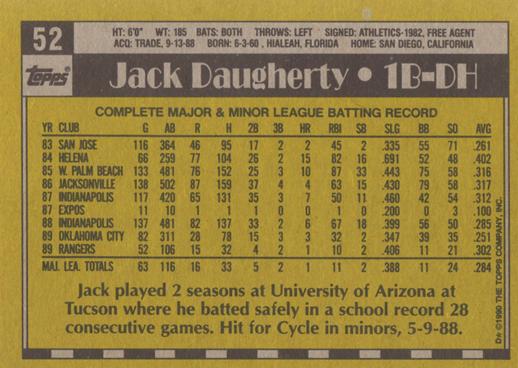 Jack Daugherty  baseball card collectible - Main Image 2