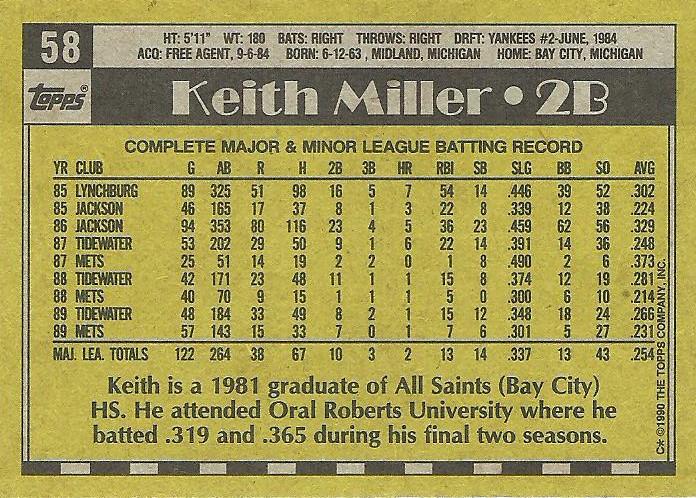 Keith Miller  baseball card collectible - Main Image 2