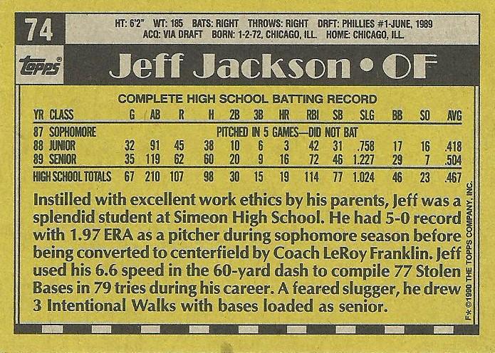 Jeff Jackson  baseball card collectible - Main Image 2
