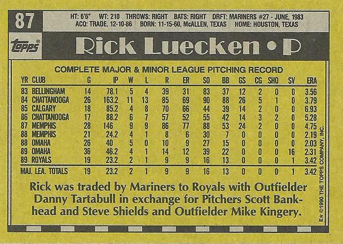 Rick Luecken  baseball card collectible - Main Image 2