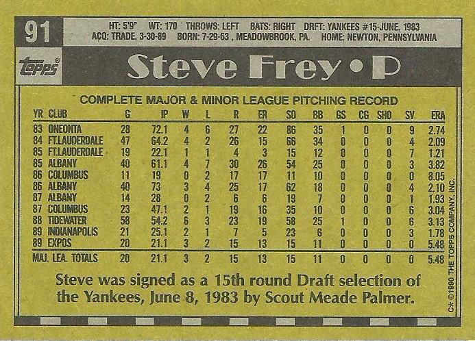 Steve Frey  baseball card collectible - Main Image 2