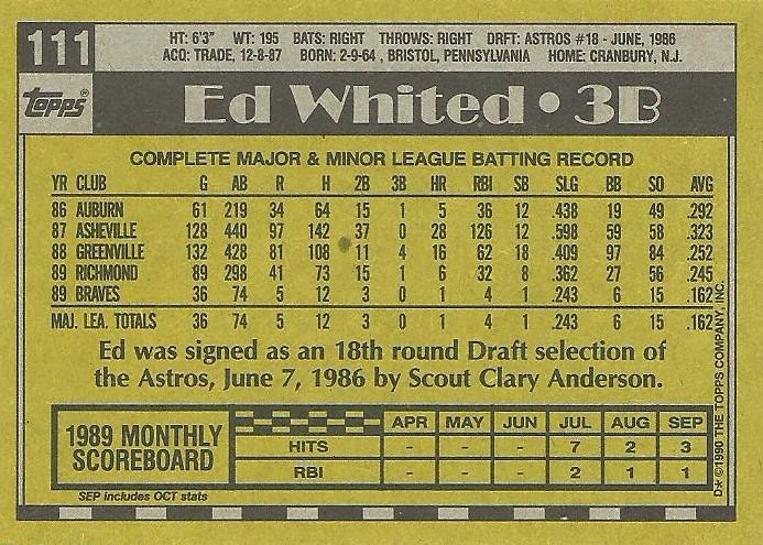 Ed Whited  baseball card collectible - Main Image 2