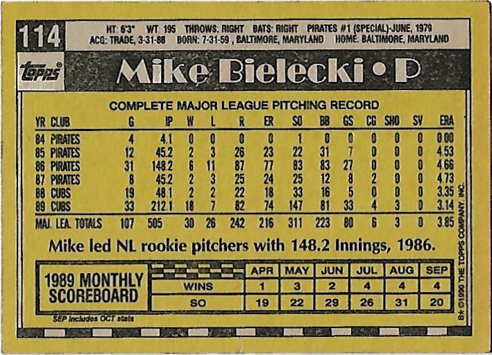 Mike Bielecki  baseball card collectible - Main Image 2