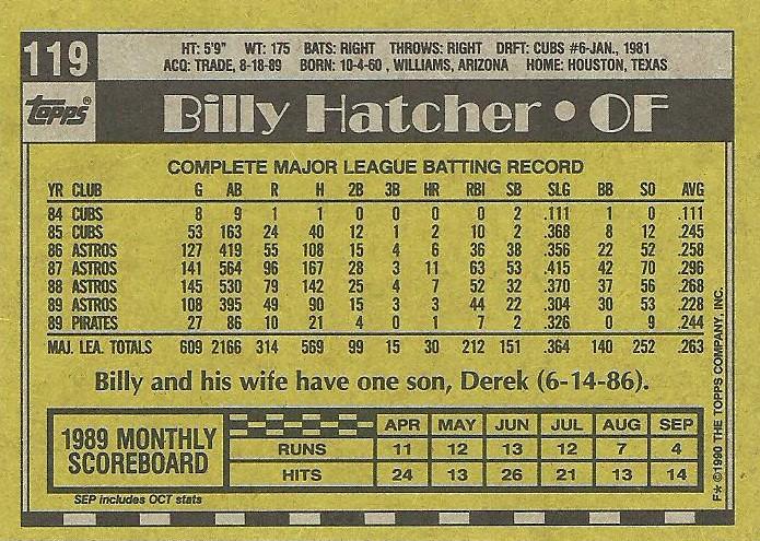 Billy Hatcher  baseball card collectible - Main Image 2