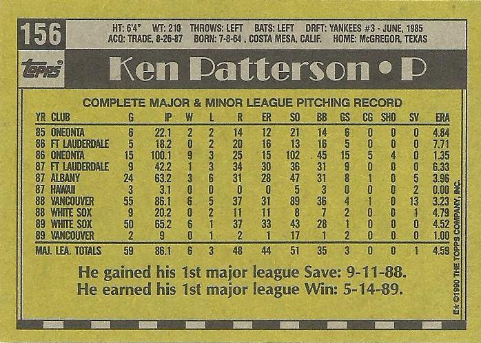 Ken Patterson  baseball card collectible - Main Image 2