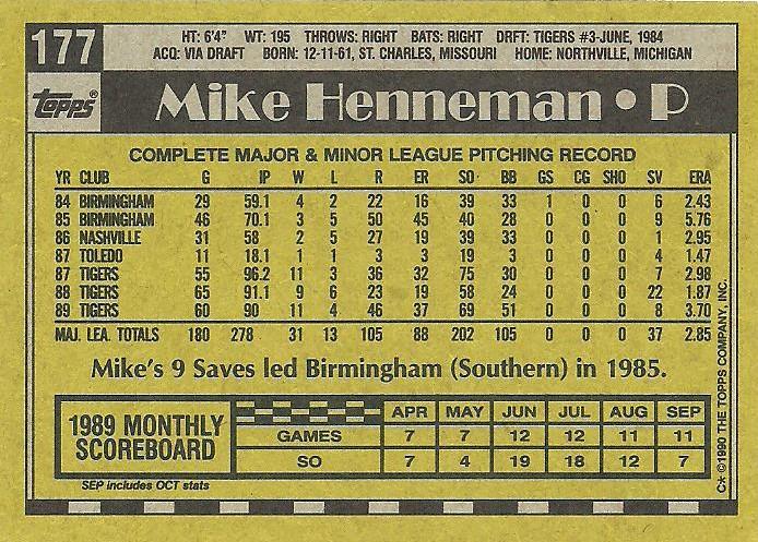Mike Henneman  baseball card collectible - Main Image 2