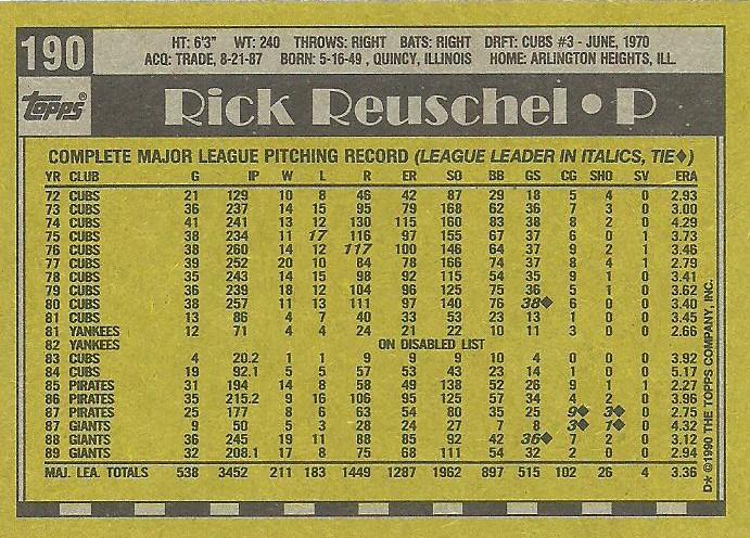 Rick Reuschel  baseball card collectible - Main Image 2
