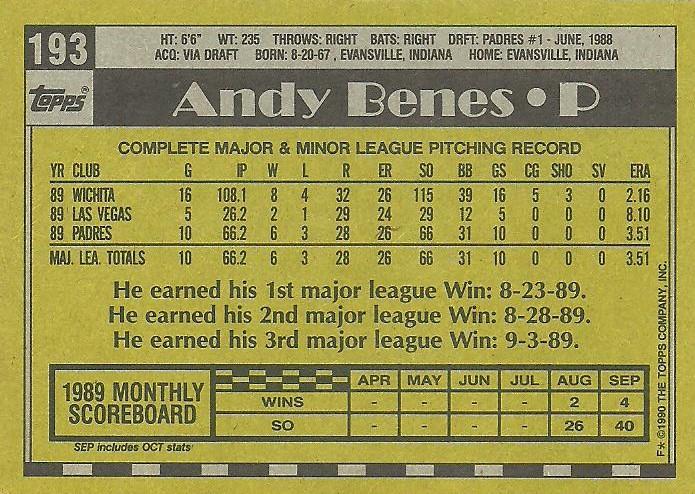 Andy Benes  baseball card collectible - Main Image 2