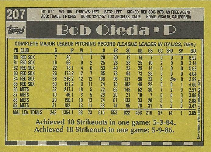 Bob Ojeda  baseball card collectible - Main Image 2