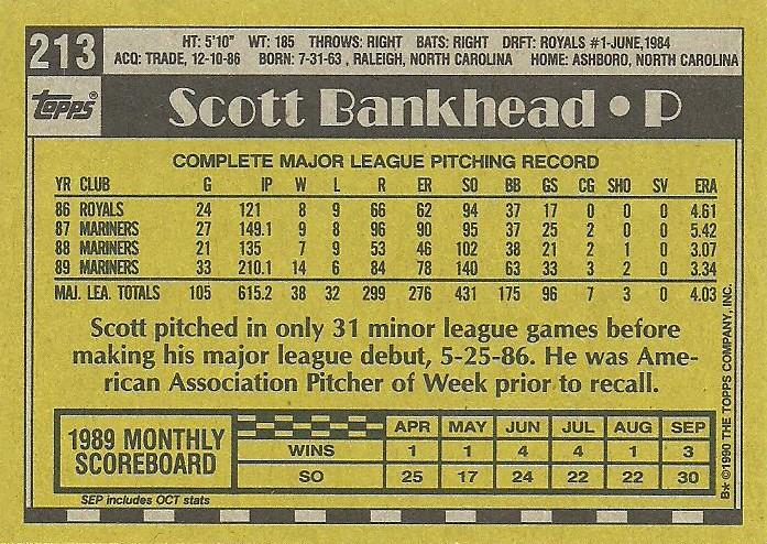 Scott Bankhead  baseball card collectible - Main Image 2