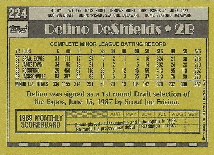 Delino DeShields  baseball card collectible - Main Image 2