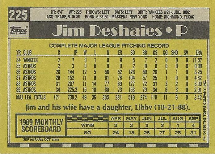 Jim Deshaies  baseball card collectible - Main Image 2