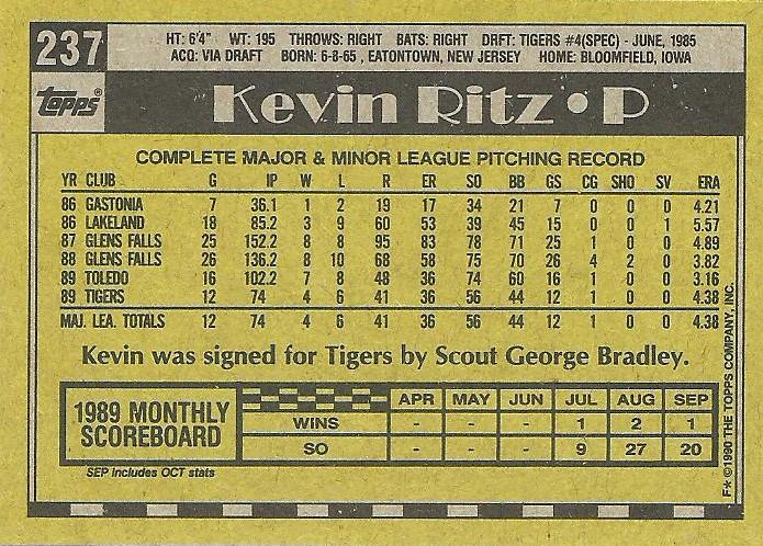 Kevin Ritz  baseball card collectible - Main Image 2