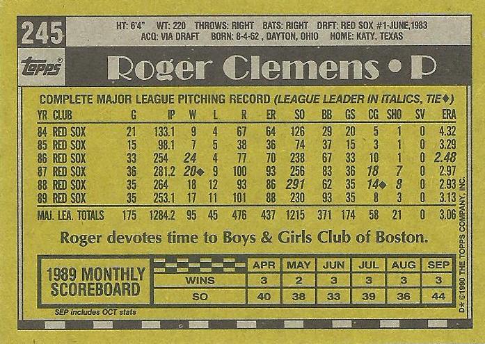 Roger Clemens  baseball card collectible - Main Image 2