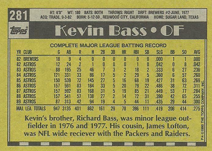 Kevin Bass  baseball card collectible - Main Image 2