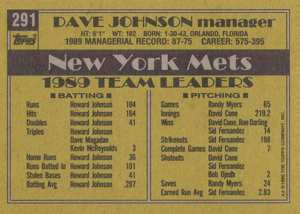 Dave Johnson  baseball card collectible - Main Image 2