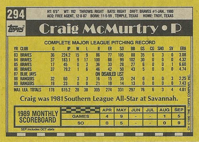 Craig McMurtry  baseball card collectible - Main Image 2