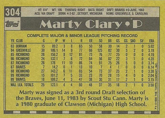 Marty Clary  baseball card collectible - Main Image 2