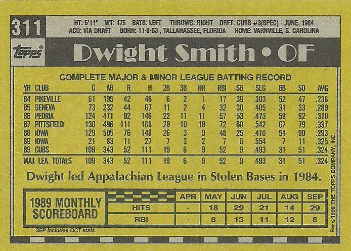 Dwight Smith  baseball card collectible - Main Image 2